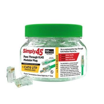 Роз'єми SCP SIMPLY45-CAT6 PASS THROUGH MODULAR PLUGS FOR 23awg CAT6 (100 шт)